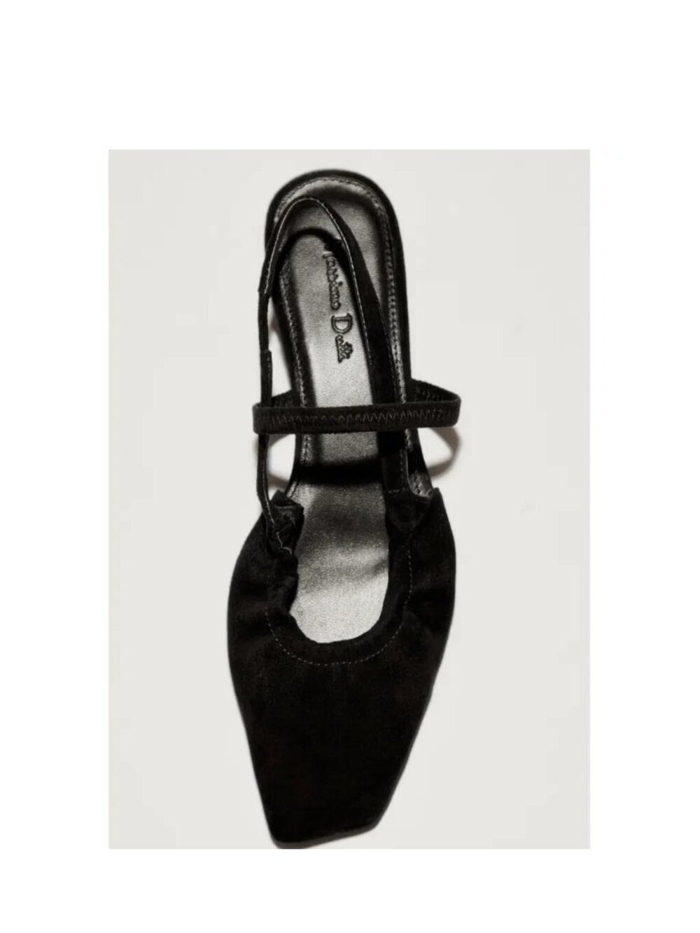 Massimo Dutti Black Suede Slingback Ballet Flats with Instep Strap Size 37
